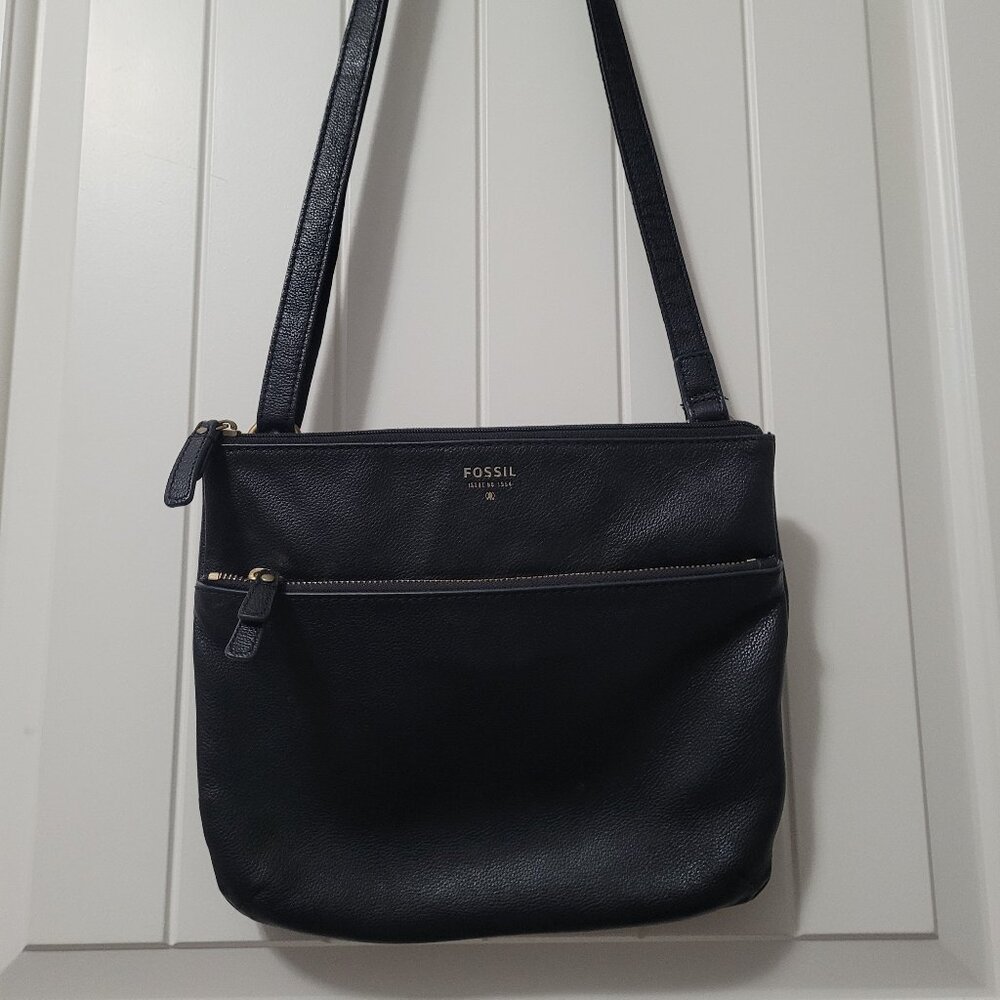Fossil Purse Black Leather Crossbody Excellent Condition